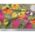 thumbnail image 2 of Soimoi Green Modal Satin Fabric Leaves & Floral Fabric Prints by Yard 42 Inch Wide, 2 of 3