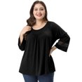 thumbnail image 1 of GRACE & GRANDEUR Hauts Décontractés Unis à Manches Raglan pour Femmes Grande Taille Noir 3X, 1 of 6