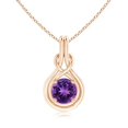 thumbnail image 1 of Angara Collier en Améthyste Naturelle - Pendentif Solitaire en Améthyste Ronde 1,7 ct Nœud Infini en Or Rose 14K pour Femmes, 1 of 8