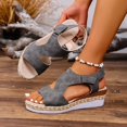 thumbnail image 4 of Sandals for Women, Wedge Heel Roman Style, Plus Size Comfortable, Spring Summer Trendy, Thick Sole, Breathable Fabric, 4 of 9