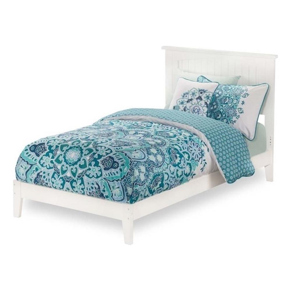 Leo & Lacey Lit Plateforme Contemporain Simple TG en Bois Massif, Blanc