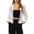 thumbnail image 1 of INSPIRE CHIC Ribbed Cuffs Jacket for Women Hoodie Mesh Bomber Jacket XL White, 1 of 6