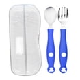 thumbnail image 2 of Oleegame 2PC Stainless Steel Cutlery Set Food Supplement Baby Training Spoon Blue, 2 of 9