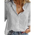 thumbnail image 3 of Gupgi Female  Long Sleeve Shirts, Casual Loose Button-Down Turndown Collar Top Cloth, 3 of 5