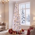 thumbnail image 2 of Gymax 7.5ft Pre-lit Pencil Snow Flocked Pencil Christmas Tree Holiday Decoration, 2 of 10
