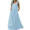 thumbnail image 1 of Kyusrd Robe Maxi pour Femmes Robe d'Été Débardeur Robe Sans Manches Robe Soleil Col en V Fluide Ligne A Longue avec Poche, 1 of 7