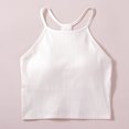 thumbnail image 1 of Workout Cropped Tank Tops for Women Built in Bra Seamless Ribbed Knit Racerback Backless Top for Teen Girls Womens V Neck Camisole Tank Tops Cotton White L, 1 of 5