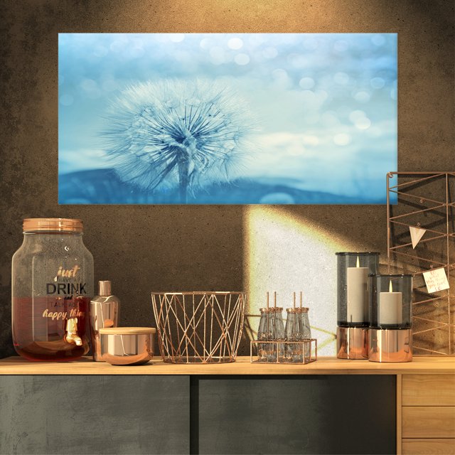 Close Up White Dandelion with Filter - Large Flower Canvas Wall Art