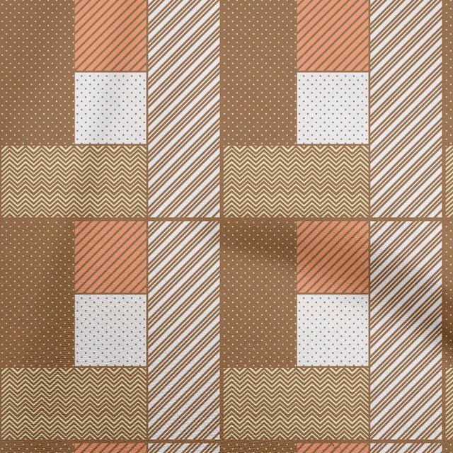 oneOone Polyester Spandex Brown Fabric Geometrical Fabric For Sewing Printed Craft Fabric By The Yard 56 Inch Wide