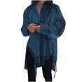thumbnail image 1 of Birdeem Chemise Ajustée Ample pour Femme, Courte, devant, Dos Long, à Lacets, Manches Longues, Col en V, Haut/chemise, 1 of 8