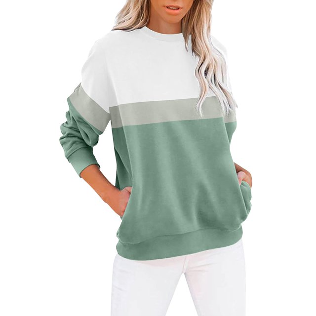 Pxiakgy Tenues d'Automne pour Femmes 2024 Chandail en Molleton Col Rond Manches Longues Décontracté Léger Ample Taille : S-2TG