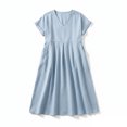 thumbnail image 2 of XiYing Robe Décontractée, Robe Courte Unie à Col en V pour Femme, Manches Longues avec Poche, Coupe Estivale Décontractée, Tissu Extensible Doux, Longueur Régulière, Paquet de un, 2 of 5