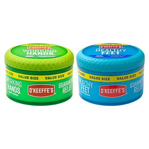OKeeffes Working Hands Hand Cream, 6.8 Ounce Jar and Healthy Feet Foot Cream, 6.4 Ounce Jar