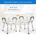 thumbnail image 4 of BeesClover Shower Chair for Inside Shower, Shower Chair for Inside Shower with Arms and Back, 350 lb Capacity, Adjustable Height, Non-Slip Seat with Padded Armrests & Back, White, 4 of 7