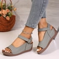 thumbnail image 2 of Gray Women'S Stitched Buckle Wedge Beach Sandals For Spring Summer Outdoor Leisure Wear Versatile For Beach And Casual Activities Size 39, 2 of 9