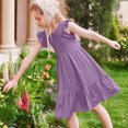 thumbnail image 4 of DecSea Girls Summer Double Layer Ruffle Dresses Casual Solid Crewneck Beach Sundress, 4 of 9