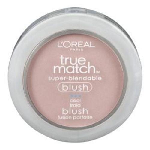 L'Oréal Paris True Match™ Blush, 6 g, displayed in a round compact with a clear lid, featuring a natural pink powder blush that blends smoothly for a skin-true texture and natural-looking cheek color.
