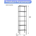 thumbnail image 3 of FDW 6-Tier Wire Storage 17x12x64 Black Shelving Shelves, Adjustable Racks Heavy-Duty Metal Shelf, 3 of 7