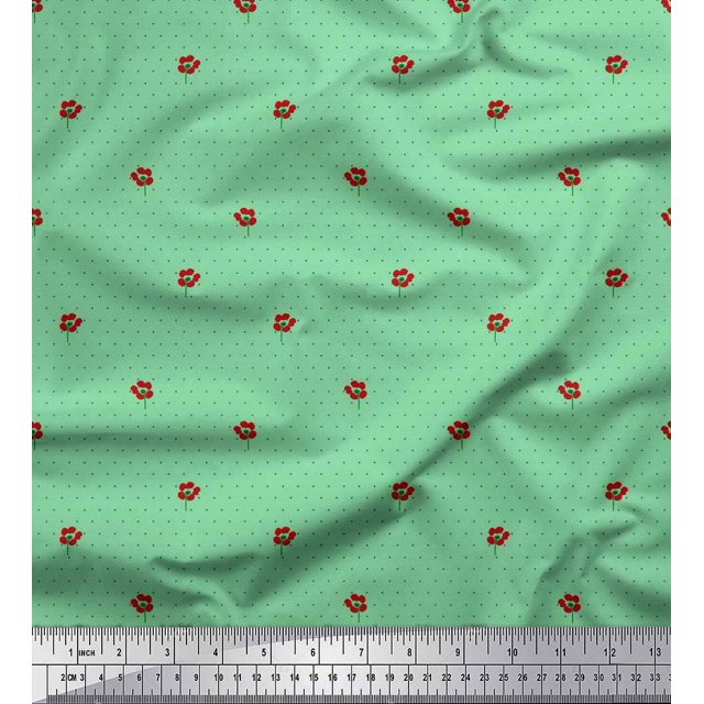 Soimoi Poly Georgette Fabric Artistic Flower & Dots Fabric Prints By Yard 42 Inch Wide