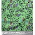thumbnail image 1 of Soimoi Satin Silk Fabric Eye,Dot & Peacock Feather Print Fabric by Yard 42 Inch Wide, 1 of 4
