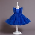 thumbnail image 2 of Robes pour Filles Perles à Volants Fleur Mariage Concours Anniversaire Soirée Tutu Robe de Fille Fleur Bleue 3-4 Ans, 2 of 4