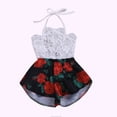 thumbnail image 1 of Combinaisons une Pièce pour Bébé, Hauts en Dentelle Sans Manches, Shorts Amples Imprimés à Jambes Larges, Barboteuses Décontractées, 1 of 1
