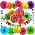 thumbnail image 1 of Yeacher Paper Fan Flowers，20pcs/Set Paper Fans Set Hanging Pinwheels Fan DIY Paper Craft for Wedding, 1 of 7