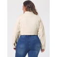 thumbnail image 4 of GRACE & GRANDEUR Women's Plus Jean Jackets Button Down Denim Bomber Jacket, 4 of 6