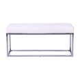 thumbnail image 2 of Heavenly Collection White Faux Leather Upholstered Bench with Chrome Metal Base – Modern Accent Bench for Entryway, Bedroom, or Living Room, 2 of 7
