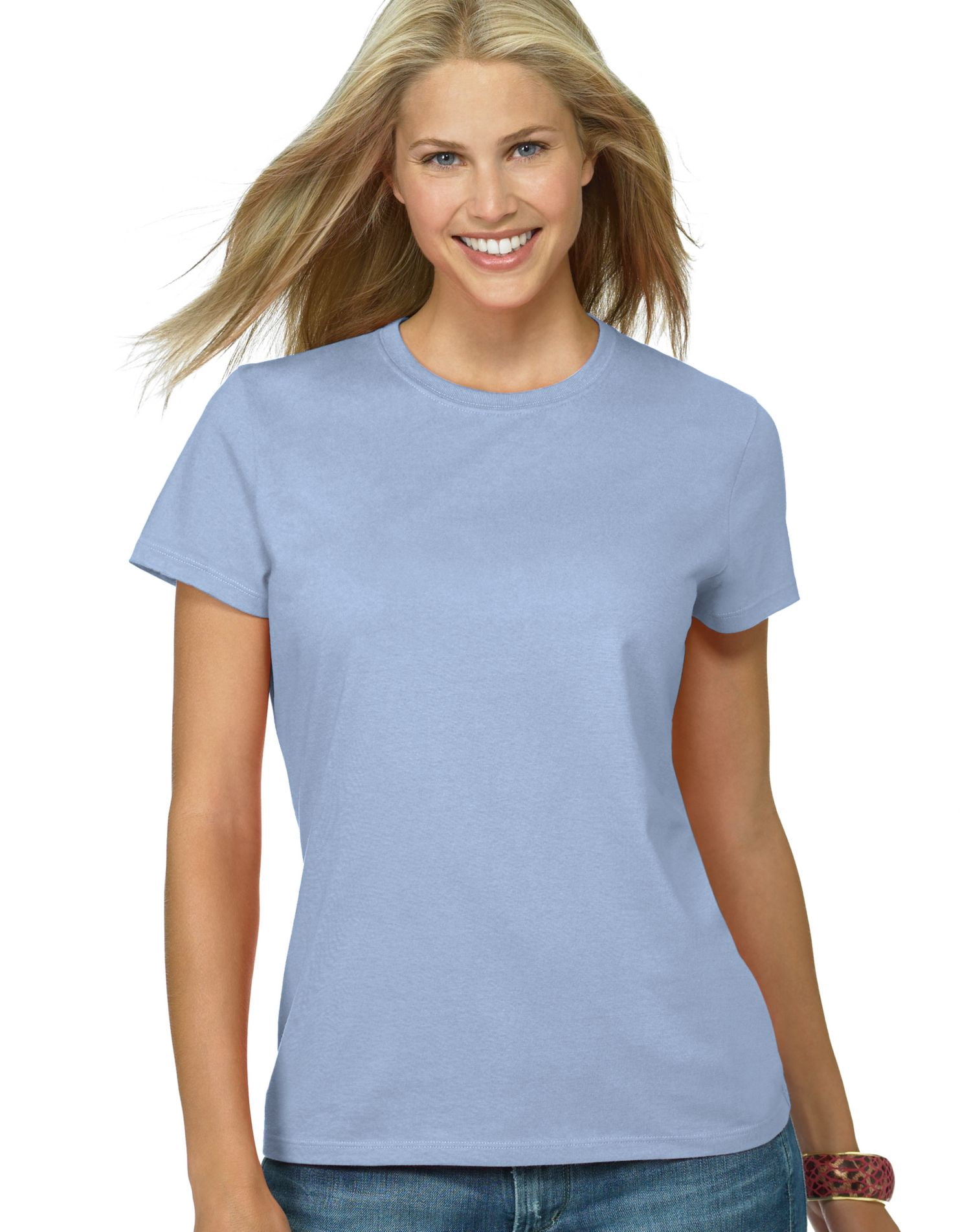 Hanes Womens Nano-T T-shirt, M, Light Blue
