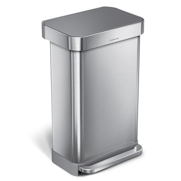 Simplehuman 45 Liter / 11.8 Gallon Rectangular Kitchen Step Trash Can Brushed Stainless Steel with Plastic Lid