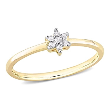 Miabella Diamond Accent Yellow Rhodium Plated Sterling Silver Floral Promise Ring