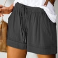 thumbnail image 2 of AherBiu Plus Size Women's Casual Drawstring Elastic Waist Boho Shorts with Pockets, Large, 2 of 7