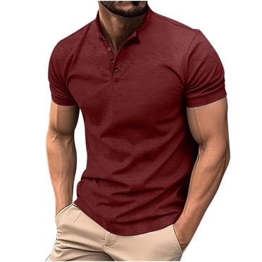 T-shirts pour Hommes à Manches Courtes Homme Décontracté Bouton Manches Courtes Uni Col Rabattu Chandail T-Shirt Hauts de Sport T-Shirts pour Hommes Mode Into the Am T-Shirts pour Hommes T-Shirts pour Hommes Grande Taille