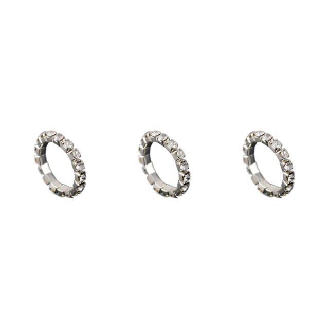 Maytalsory Bague en Cristal Extensible de Luxe Unique pour Déclaration d'Amour Bague Incrustée à la Mode Argent 1 Rangée 3Ensemble