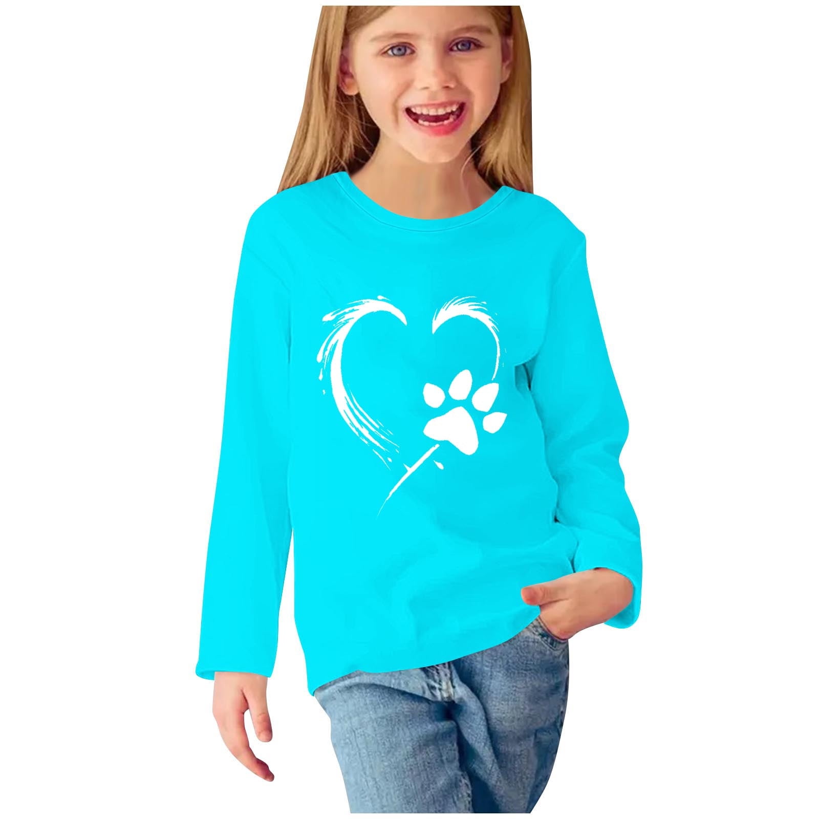 Birdeem Chemises à Manches Longues pour Filles Chemises à Manches Longues Imprimés Mignons Col Rond Hauts Blouses Décontractées Habillées Vêtements Chemises à Manches Longues pour Filles