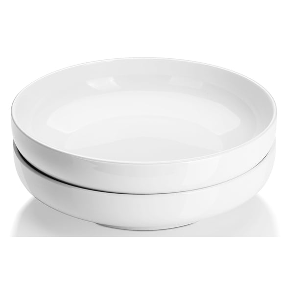 DOWAN Pasta Bowls, 65 oz Large Salad Bowls Set of 2, 10'' Serving Bowls for Wedding, Ceramic Shallow Bowl Plates, Serving Dishes for Entertaining, Microwave Dishwasher Safe