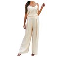 thumbnail image 1 of EQWLJWE Hauts pour Femmes Ensemble d'Été Uni Sport Décontracté à Bretelles Col Rond Haut/chemise Ensemble 2 Pcs, 1 of 5