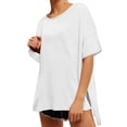 thumbnail image 2 of WRKEKC Chemises à Manches Courtes pour Femmes, T-Shirts d'Été pour Femmes, Chemise de Sport à Manches Courtes Col Rond Couleur Unie Grande Taille pour Femmes, 2 of 8