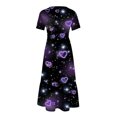 thumbnail image 4 of Robes d'Été Grande Taille pour Femmes 2024 à Manches Courtes, Col Rond, Coupe Ample, Imprimées, Couleur, Longue Robe, Économisez jusqu'à 65 % de Rabais!, 4 of 4