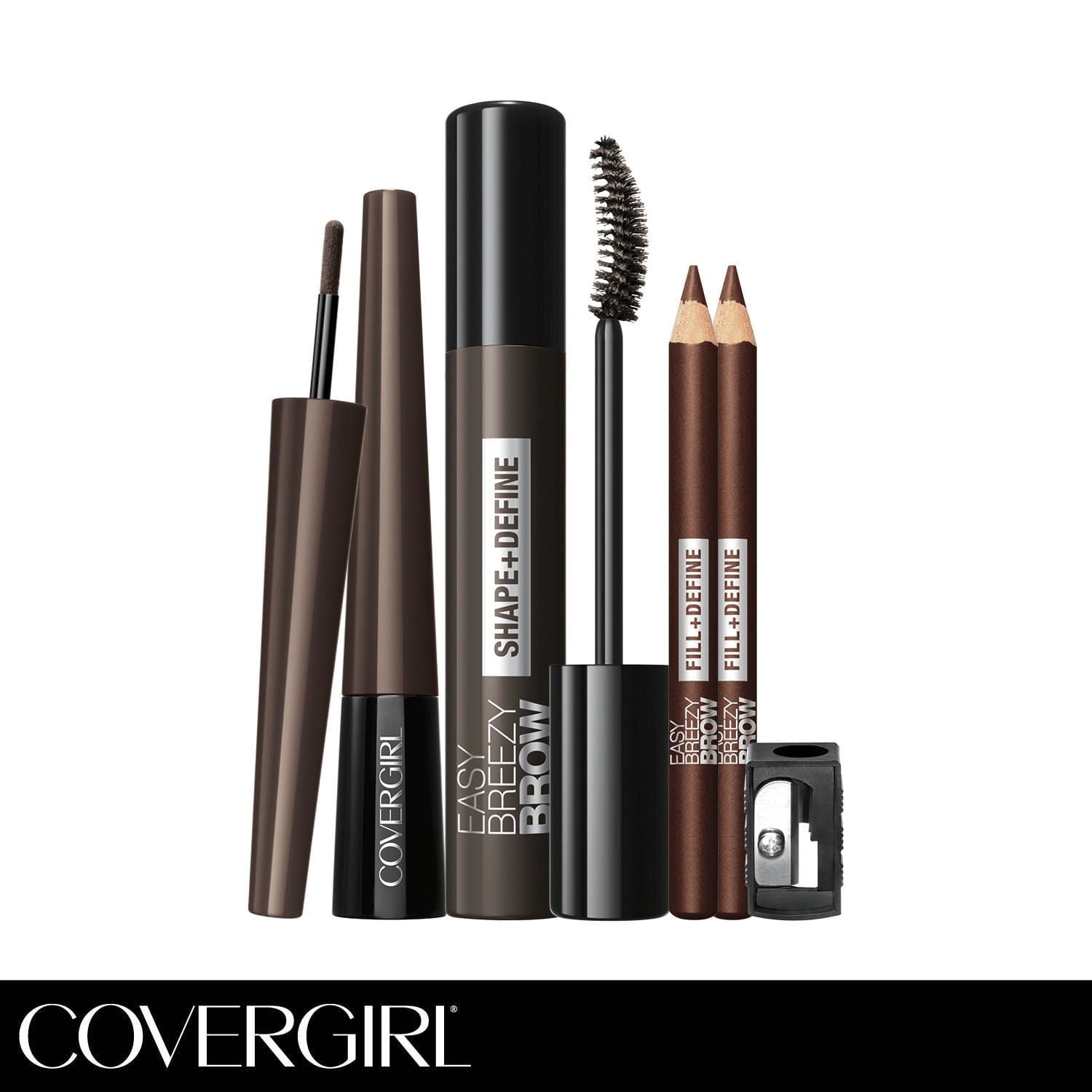 COVERGIRL Crayon à sourcils Easy Breezy Brow Fill + Define, taille-crayon inclus, formule longue durée, très pigmentée et facile à estomper
