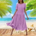 thumbnail image 2 of Sentmoon Robes de Soirée pour Femmes à Manches Courtes, Col Rond, Grande Taille, Robe de Bal 2026 Été, Couleur Unie, Coupe Régulière, Extensible, Robe de Collation des Grades pour Invitée de Mariage, pour Détente et Détente, TG, 2 of 7