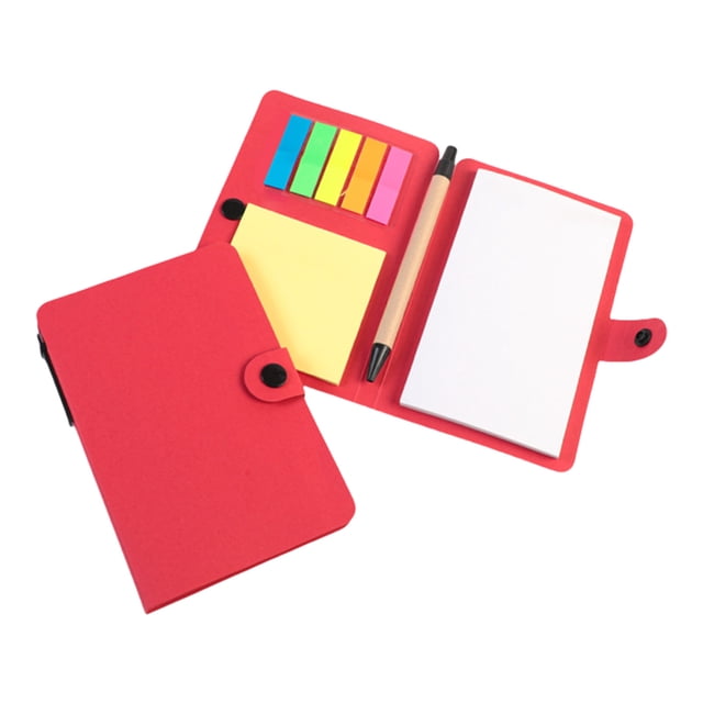 Notes Autocollantes à Bouton Rouge avec Stylo Bloc-Notes Mémo Autocollant Bloc-Notes Bureau École Planificateur Journal Fournitures d'Écriture Notes de Rappel Rouges Compagnon de Bureau