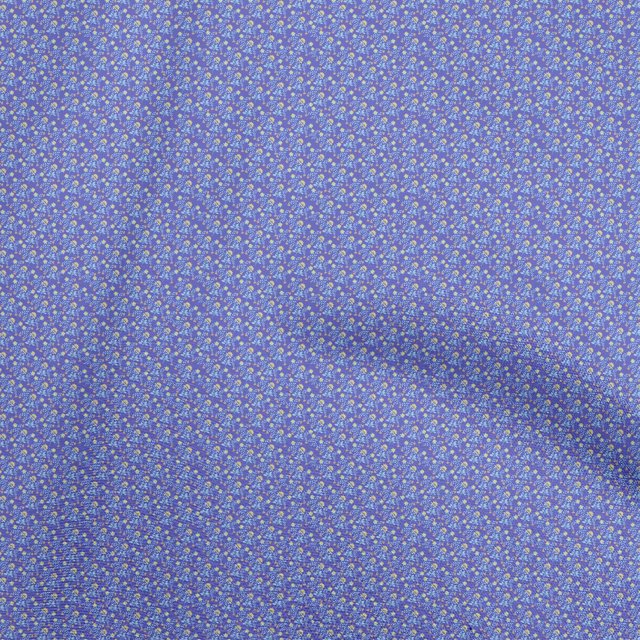 oneOone Cotton Flex Medium Blue Fabric Floral Craft Projects Decor Fabric Printed By The Yard 40 Inch Wide