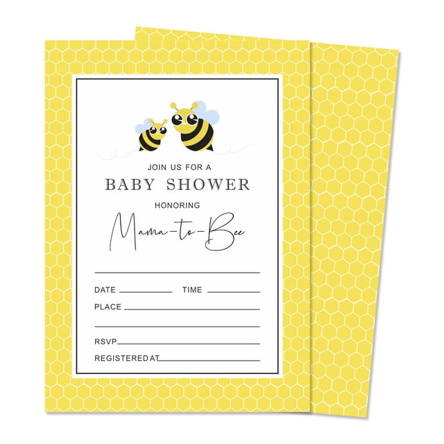 Inkdotpot 30 Cartes d'Invitation de Shower de Bébé Neutres selon le Genre Maman Abeille à Remplir Invitations Vierges