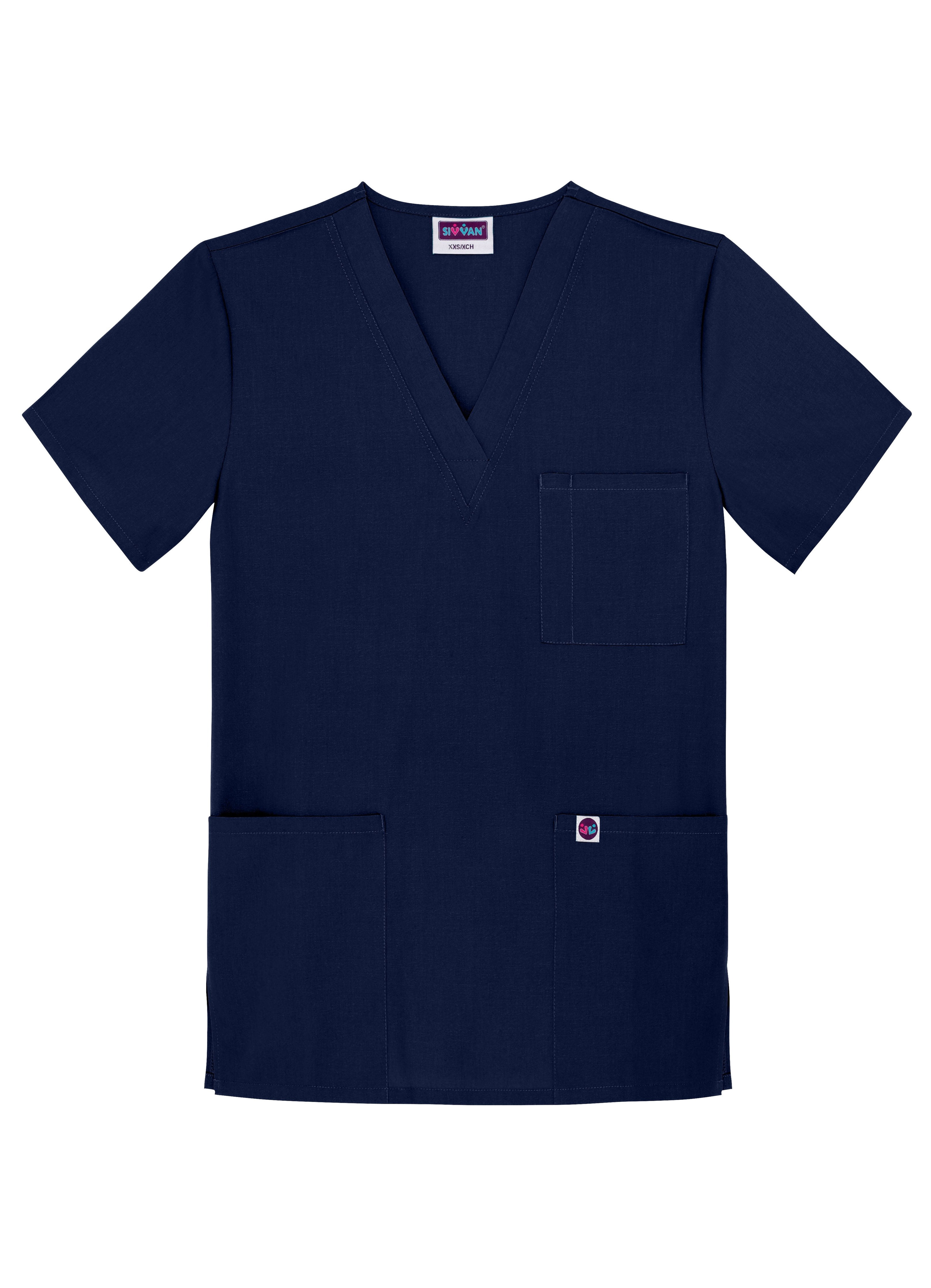 Sivvan Unisex Scrubs V-Neck 3 Pocket Top Available in 12 Colors