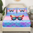 thumbnail image 3 of Erosebridal Girly Butterfly Sheet Set Full, Psychedelic Galaxy Stars Bedding Sets Full Size, 4pcs, 3 of 7
