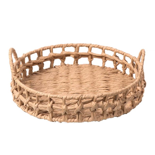 Luzkey Rattan Fruit Baskets, Round Sundries Storage Basket, Bread Basket for Storage Sweets, Vegetables, Snacks, Dining Room, Kitchen L