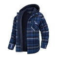 thumbnail image 1 of MAWCLOS Men's Flannel Hooded Coat Winter Plaid Jackets Navy Blue S, 1 of 7