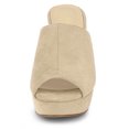 thumbnail image 2 of BLISSFUL STEP Sandales à Talons Épais à Plateforme à Bout Ouvert pour Femmes Beige 9, 2 of 7
